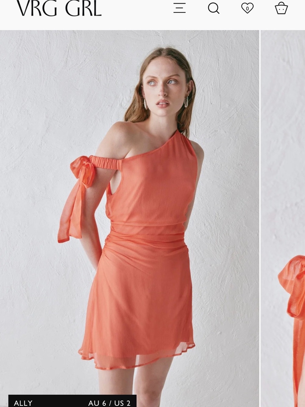 VRG GRL Ally One-Shoulder Coral Mini Dress